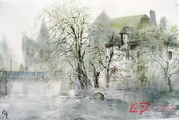 《法国小镇的雾》 78×56cm 2003年