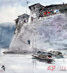 《新安江上的码头》 56×65cm 2015年