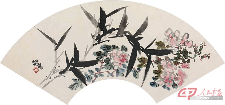 陈师曾 花卉•山水扇面册之三  19.5×55×8cm 国画 家属捐赠老舍、胡絜青藏画.jpg