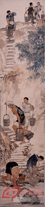 3   徐悲鸿，《巴人汲水》,纸本设色，294cm x 63cm，1937，徐悲鸿纪念馆藏.jpg