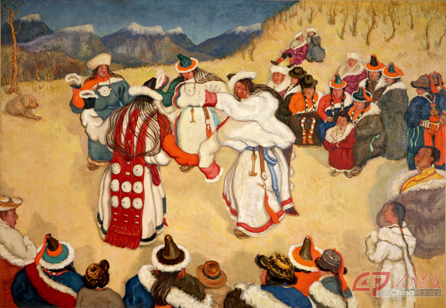 15  孙宗慰   《蒙藏女子歌舞》  82×121cm  1942  布面油彩  中央美术学院美术馆.jpg