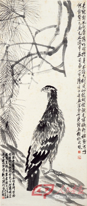 4 齐白石《松鹰》150×63cm 1935 纸本水墨 中央美术学院美术馆.jpg