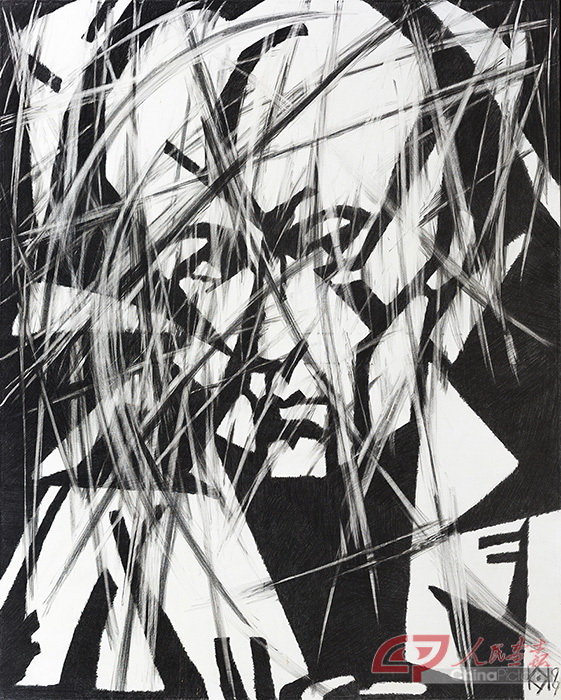 在波特尼克与凯莱门画中的高沙克_凯莱门 卡洛伊_1999年_石墨，橡皮，布面_150×120cm (2).jpg