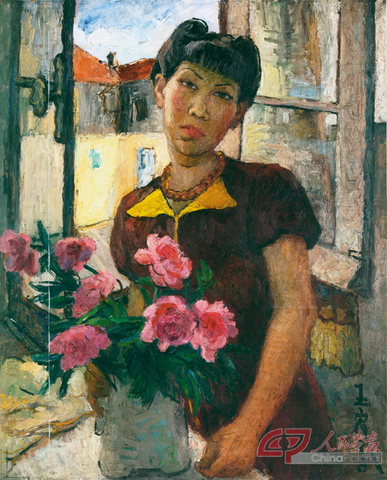 潘玉良 窗前自画像 布面油彩 73x59cm 1945年.jpg