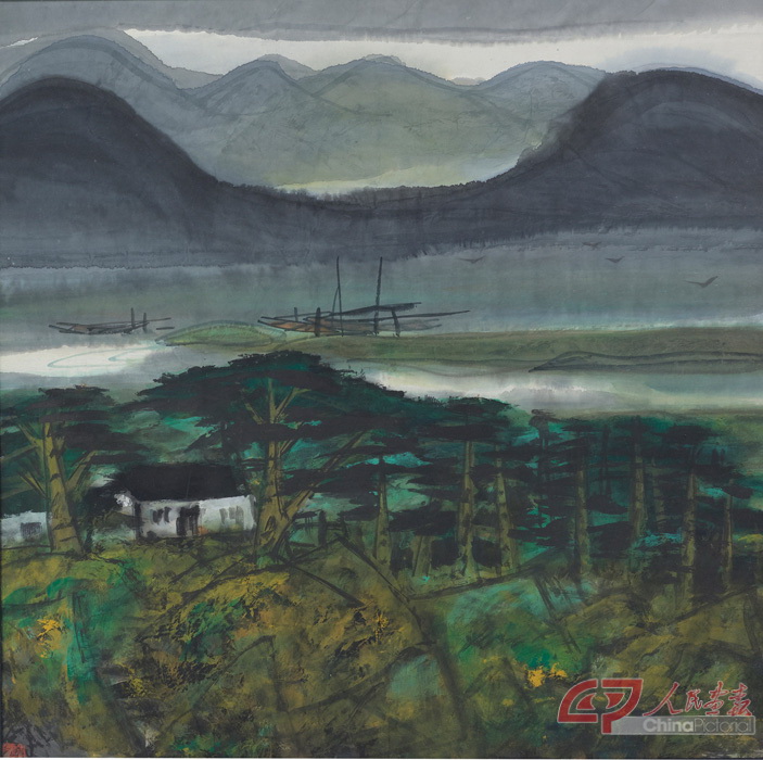 林风眠 松涛 纸本墨彩  70x70cm.jpg