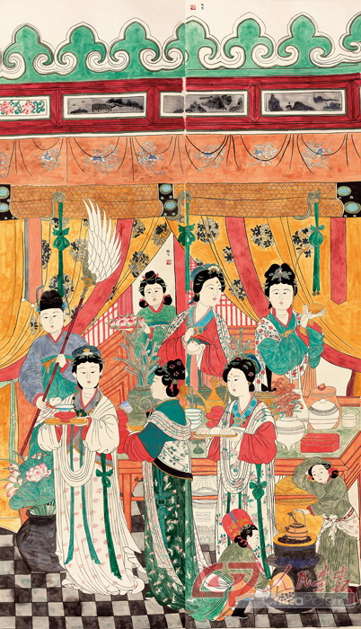5.王宫尚食图（120cm×345cm）×2   纸质  创作年代：2014年-2017.jpg