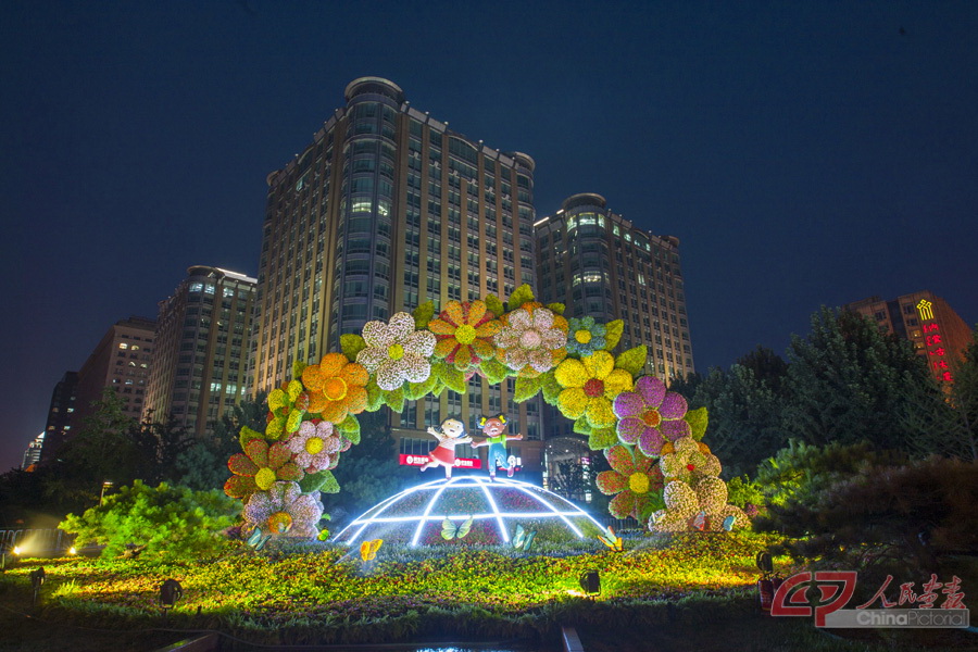 13.东单东南角布置的“共同繁荣”花坛夜景.jpg