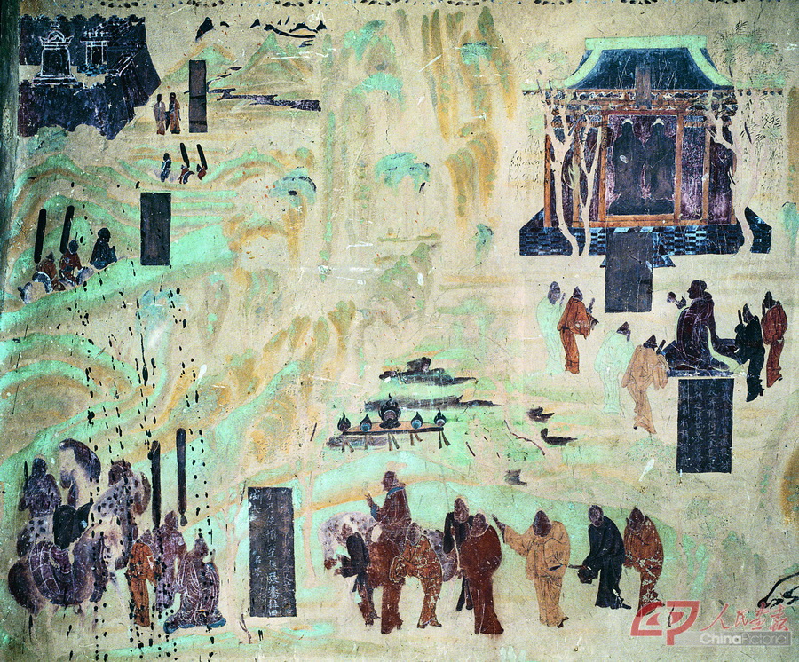 佛教史迹画 4-20莫高窟第323窟-北壁-佛教史迹画之张骞出使西域-初唐.jpg