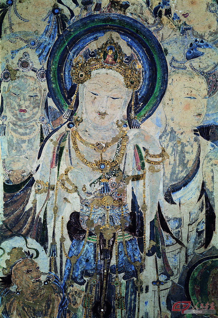 佛像画 2-8莫高窟第57窟-南壁-说法图之观音菩萨-初唐_1.jpg