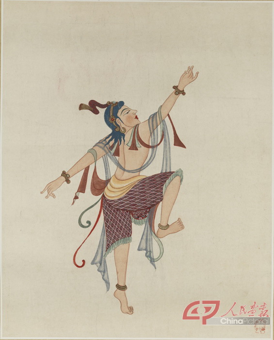 3、常沙娜，舞人（初唐220窟），53x38.5cm，1946.jpg