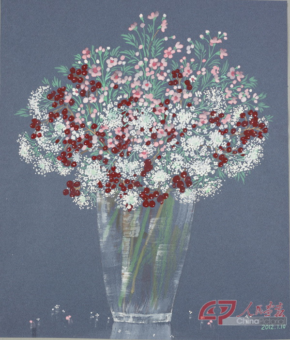 23、常沙娜，花卉，39x33cm，2012，水彩，纸本.jpg