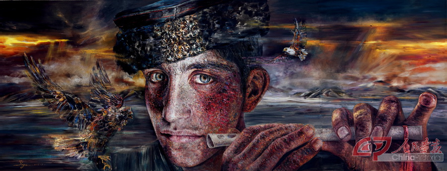 帕米尔·鹰的歌声    360x140cm2015.JPG