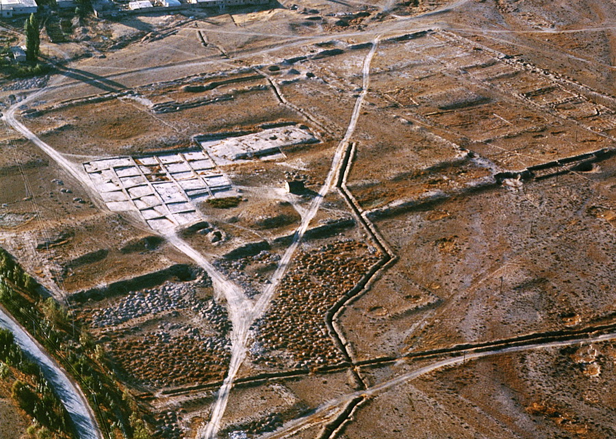 北端建筑遗址 空中看 1986年西夏陵区北端陵邑遗址发掘现场 .jpg
