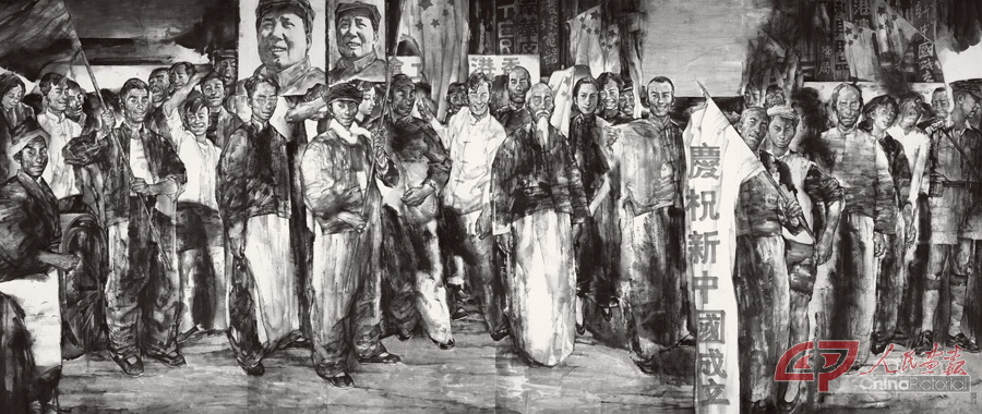 黄骏（浙江）香港人民欢庆新中国成立200cm×500cm 中国画 2017.JPG