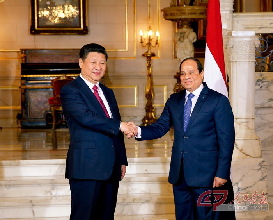 1月21日，中国国家主席习近平在开罗库巴宫同埃及总统塞西举行会谈。 摄影 鞠鹏 /新华社