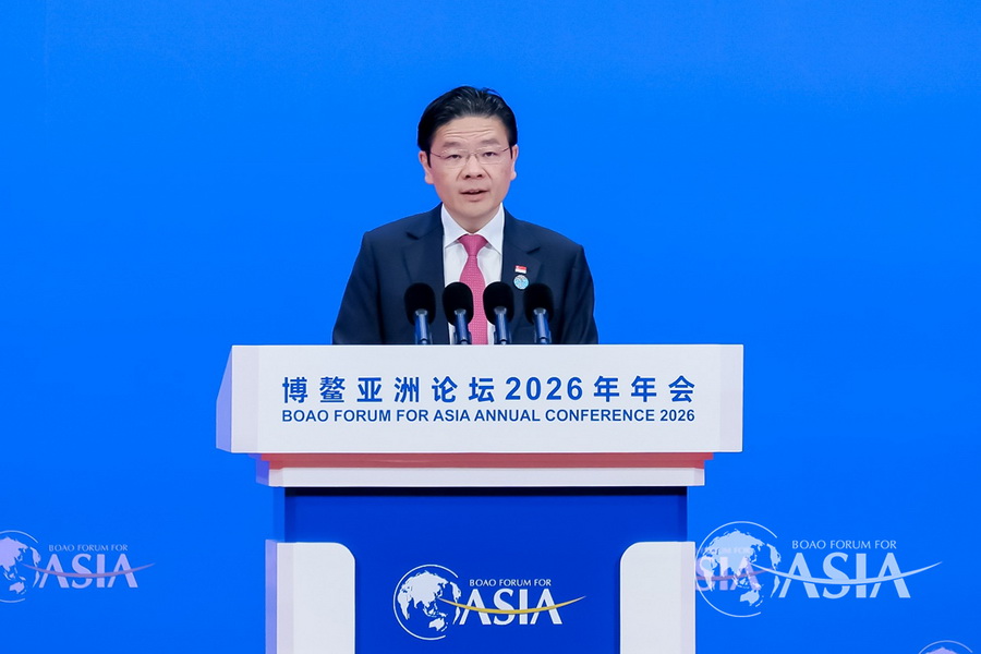 新加坡总理黄循财在博鳌亚洲论坛年会全体大会发表致辞